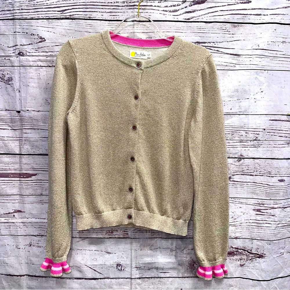 Mini Boden Gold Sweater with Pink Accents Size 12